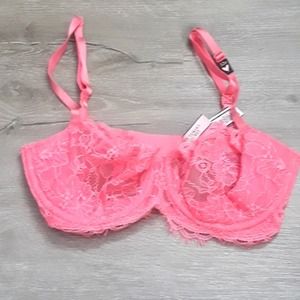 Victoria's secret unlined lace bra 32D pink